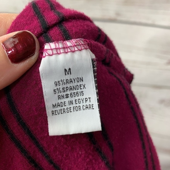 NWOT SPLASH Burgundy/Black Striped Hoodie - Picture 6 of 6